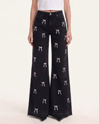 The Rebel Pink Ribbon Split Fray Jeans  - Black