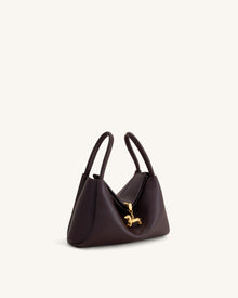 Maelle Dachshund Charm Double Handle Bag - Dark Brown