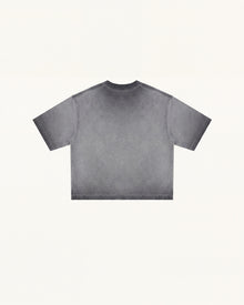 Embroidered Dachshund Boxy Tee - Washed Grey