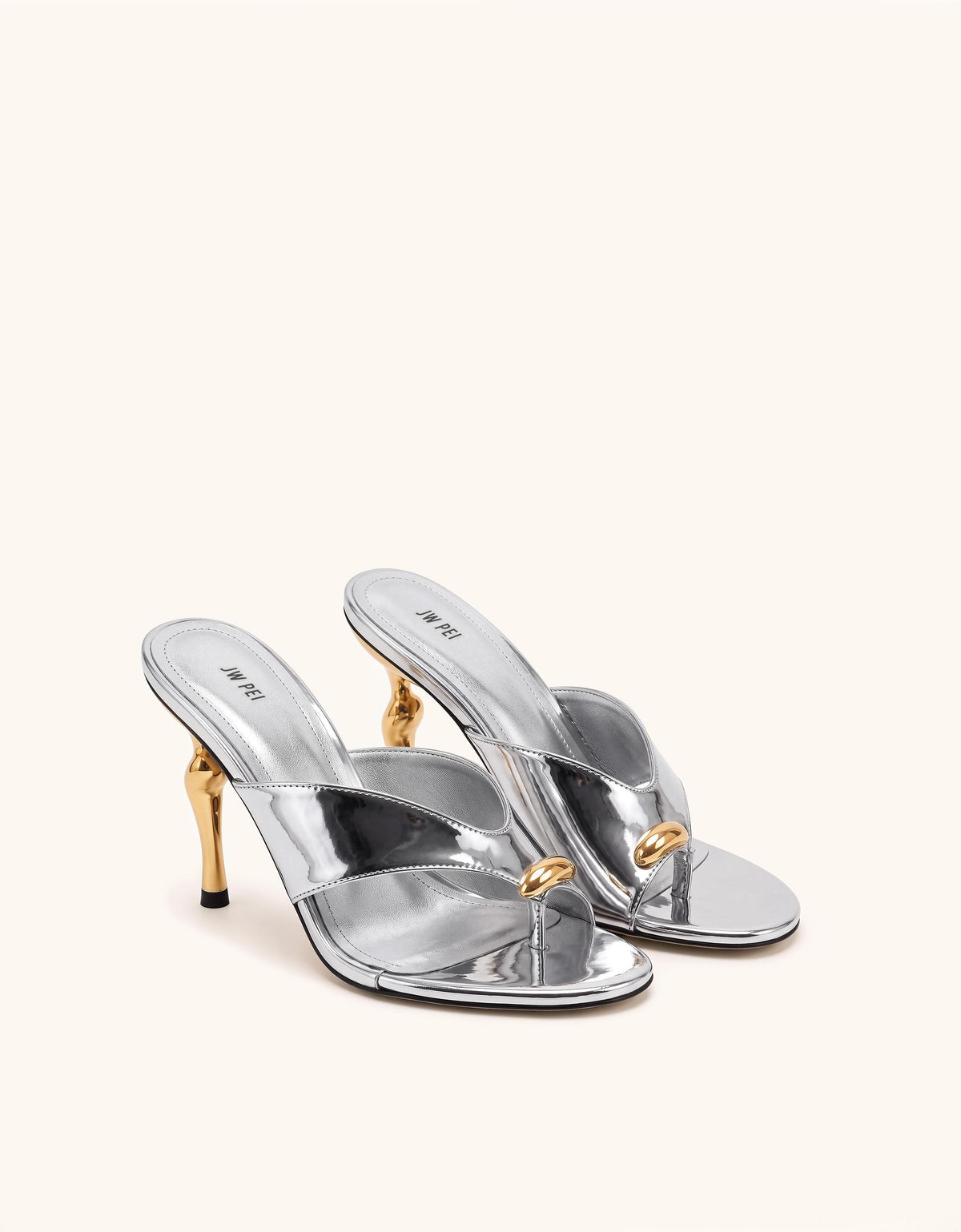 Noemi Cutout Square-Toe Metal Accent Sandals - Metallic Silver
