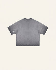 Cosmic Starburst Rhinestone Tee - Washed Grey