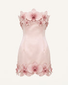 Orchid Trim Strapless Mini Dress - Pink