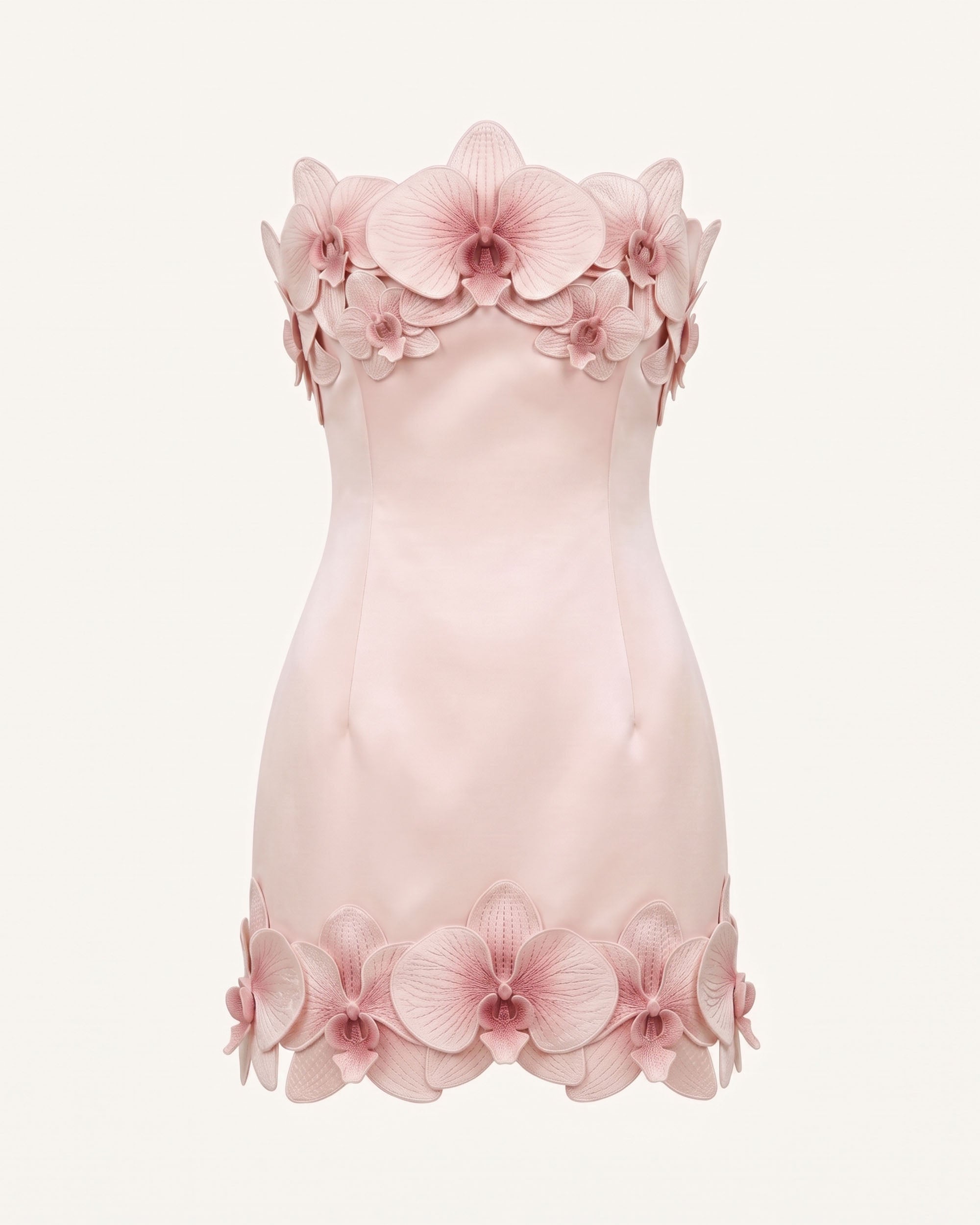 Orchid Trim Strapless Mini Dress - Pink