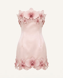Orchid Trim Strapless Mini Dress - Pink