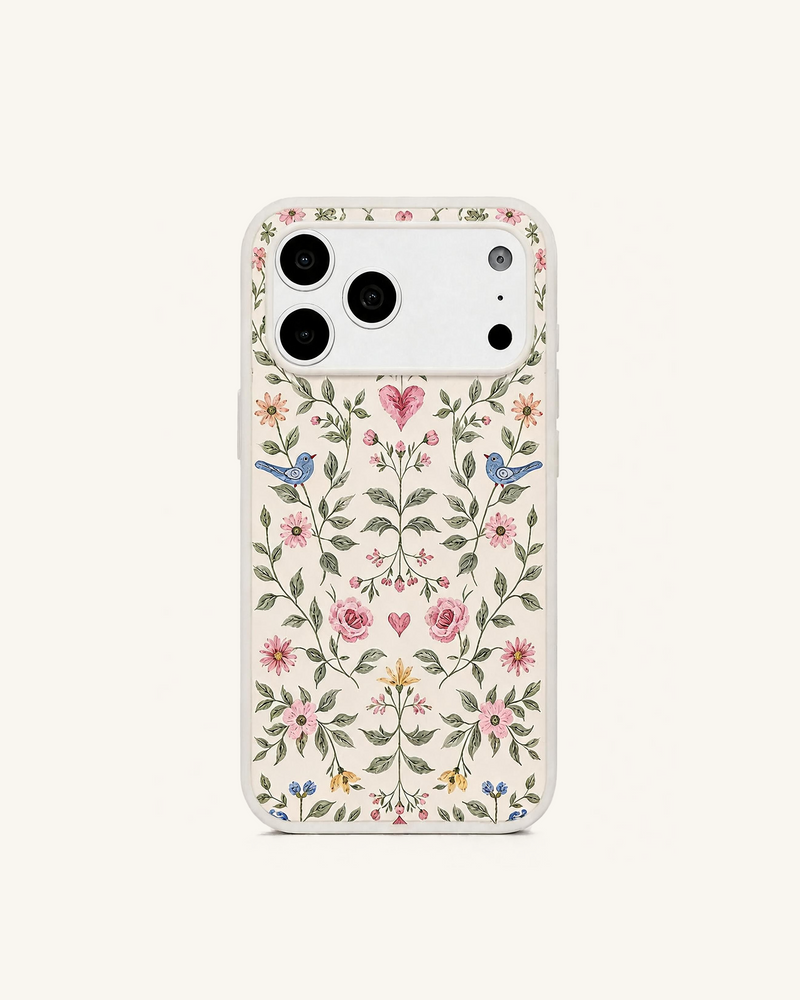 Vintage Romance Floral Bird Phone Case - White
