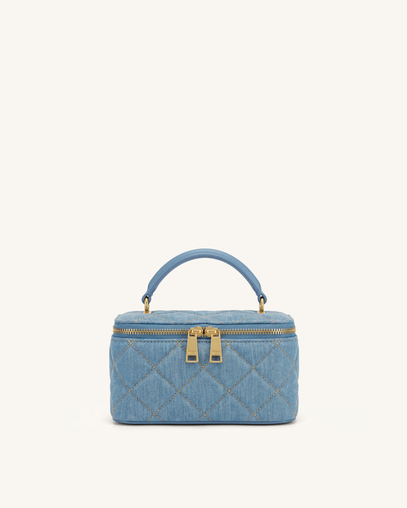 Virella Quilted Vanity Top Handle Bag - Light Blue Denim