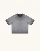 Cosmic Starburst Rhinestone Tee - Washed Grey