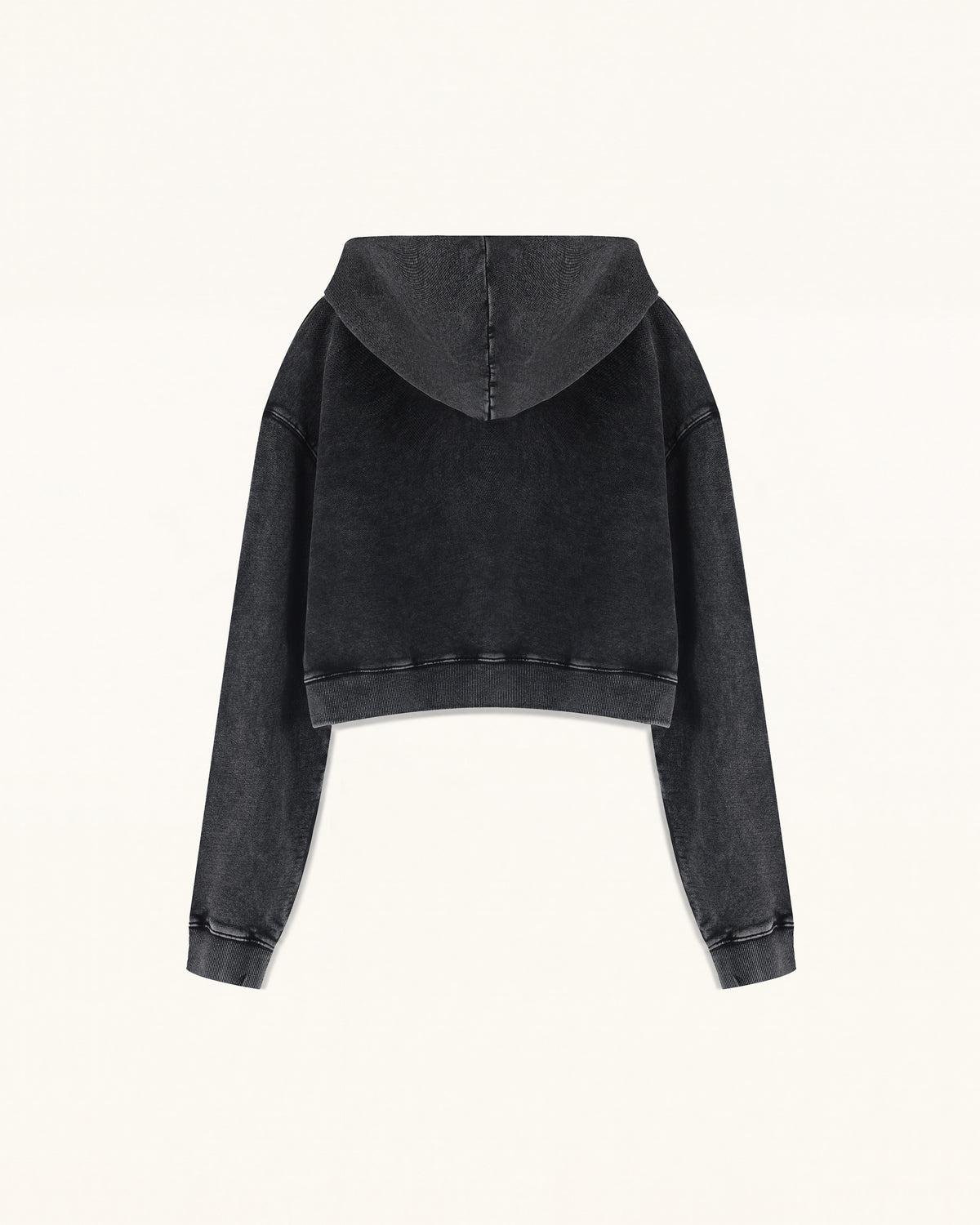 Pearl Outline Dachshund Cropped Hoodie - Acid Black