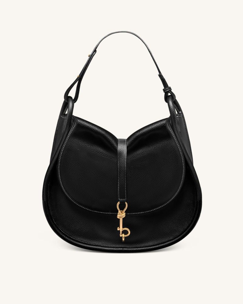 Arla Large Hobo Bag - Black Pebbled