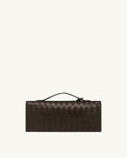 Celeste Woven Textured Envelope Top Handle Bag - Dark Brown