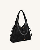 Elara Drawstring Hobo Bag - Black
