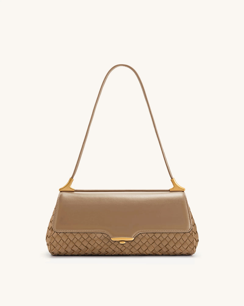 Eloise Woven Shoulder Bag - Apricot