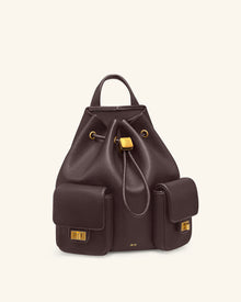 Avery Pebbled Drawstring Utility Backpack – Dark Brown