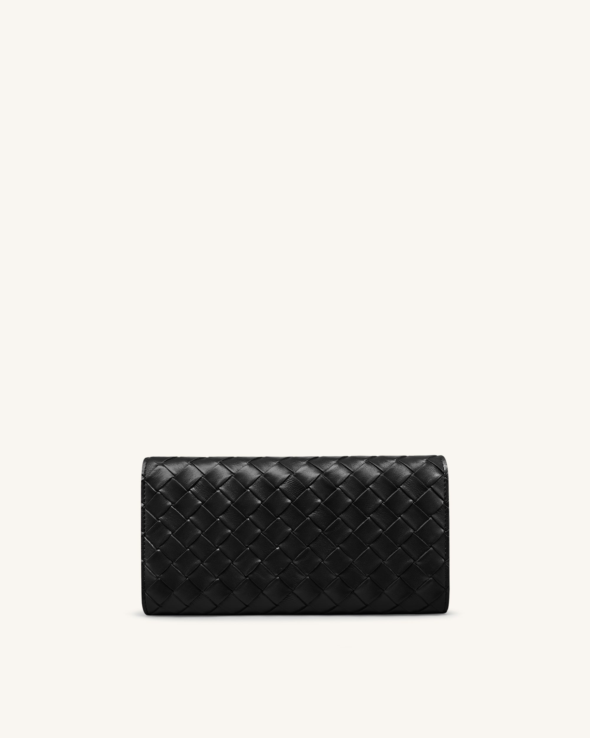 Woven Texture Flap Wallet - Black