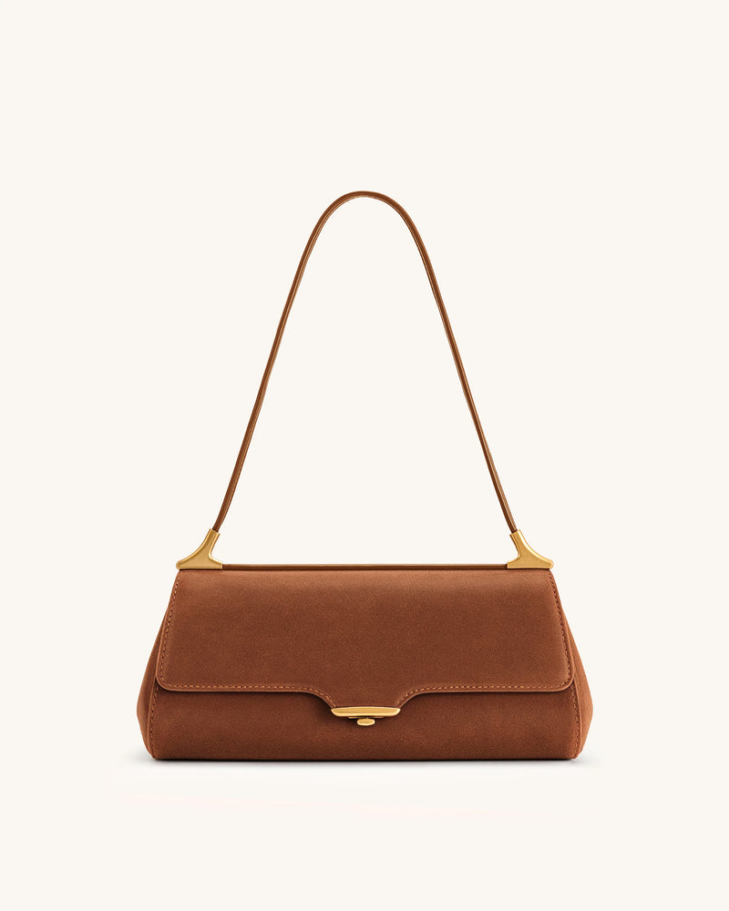 Eloise Faux Suede Shoulder Bag - Caramel Brown