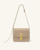 Evania Lock Pebbled Shoulder Bag - Khaki