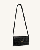 Woven Texture Flap Wallet - Black