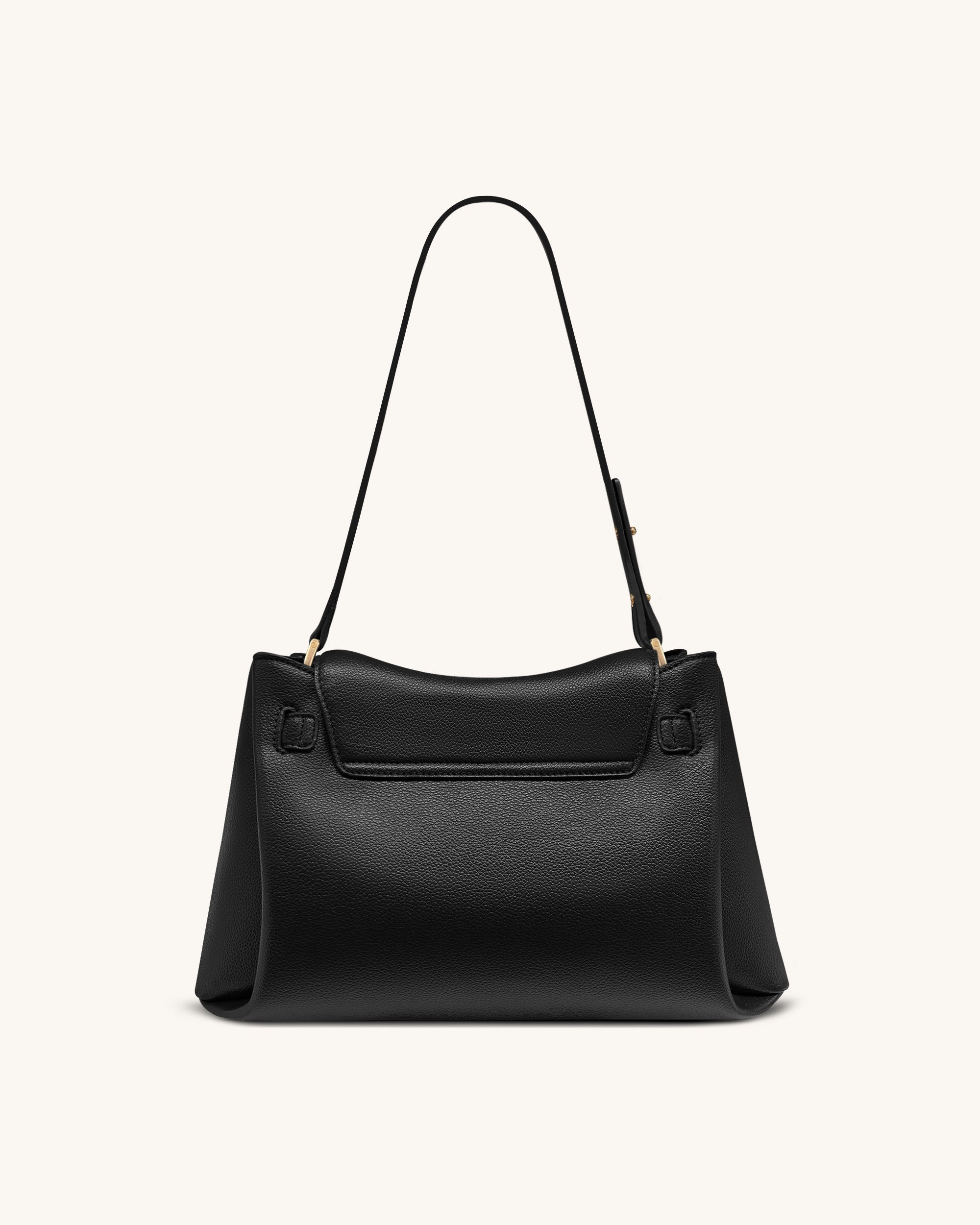 Rhea Pebbled Double Buckle Shoulder Bag - Black