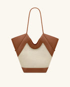 Maribel Panel Tote Bag - Brown Canvas