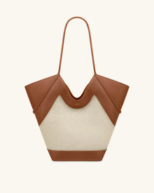 Maribel Panel Tote Bag - Brown Canvas
