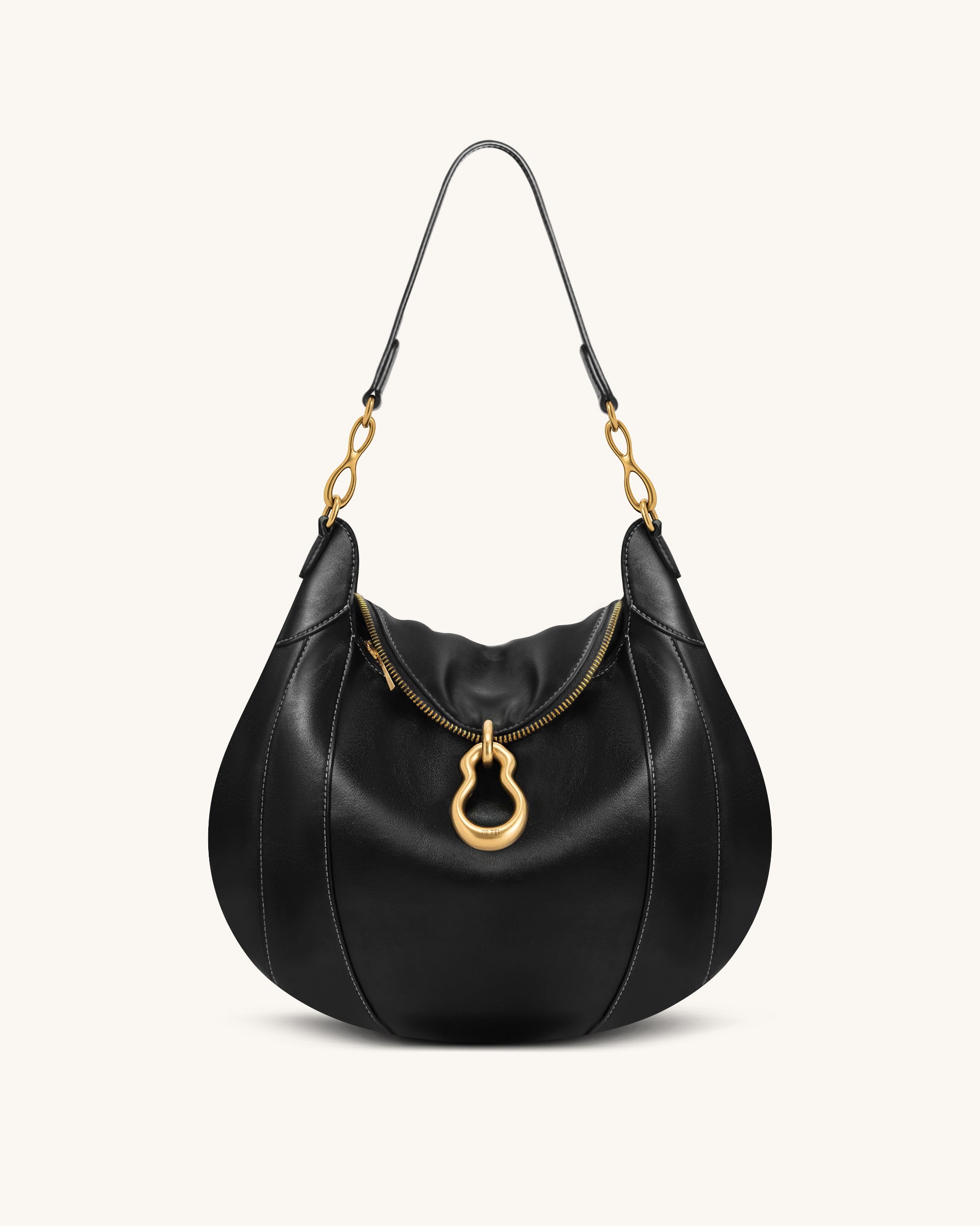 Daria Metal Pendant Embellished Shoulder Bag - Black