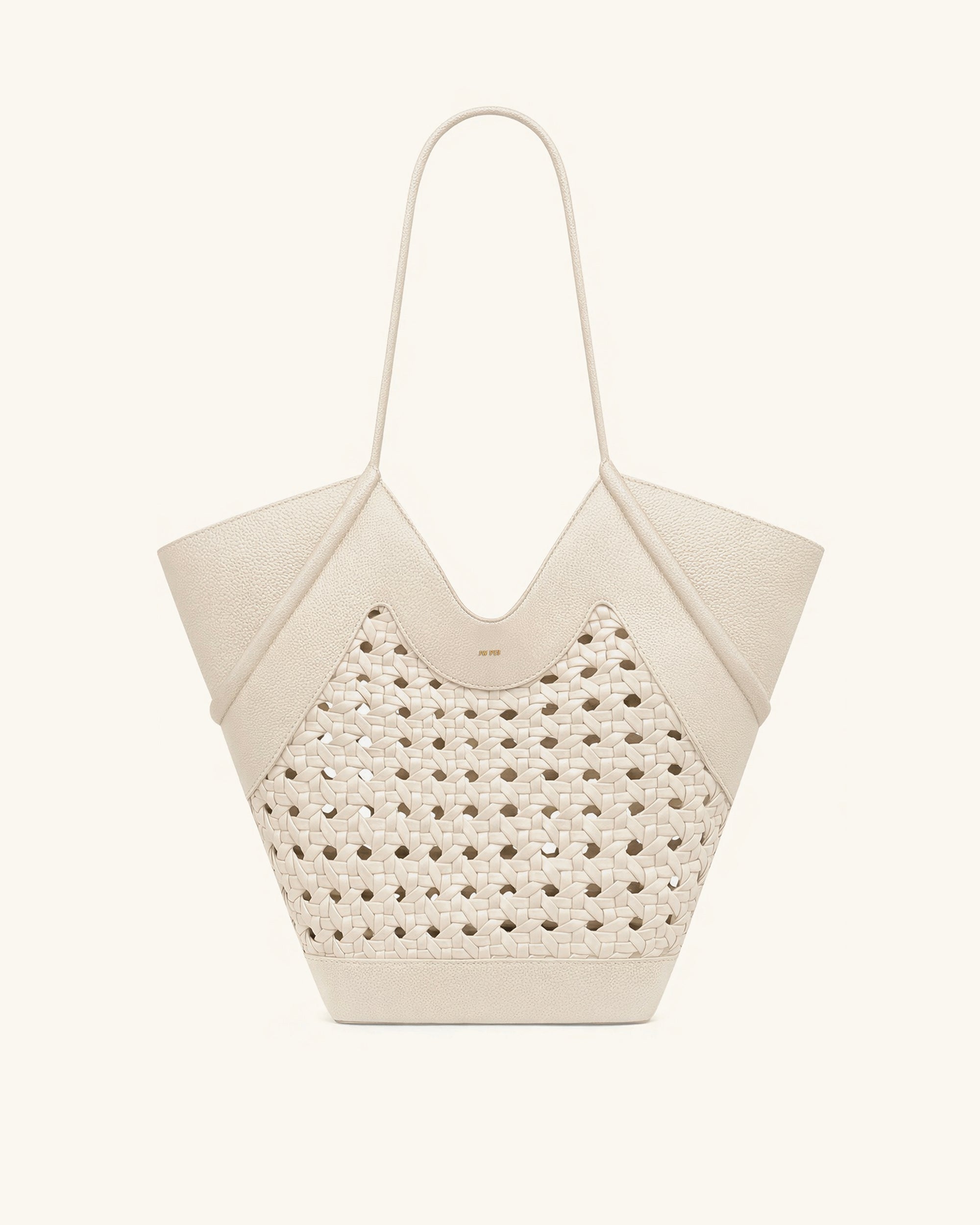 Maribel Woven Panel Tote Bag - Ivory