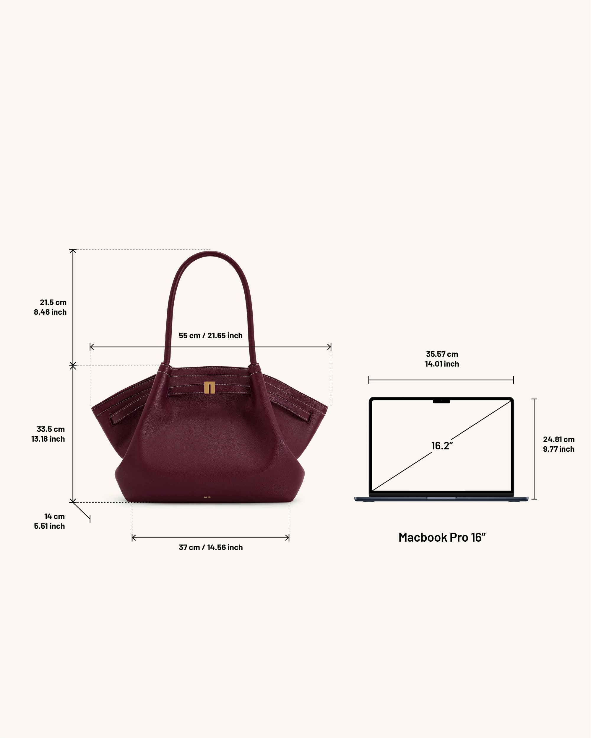 Hana Large Tote Bag - Burgundy