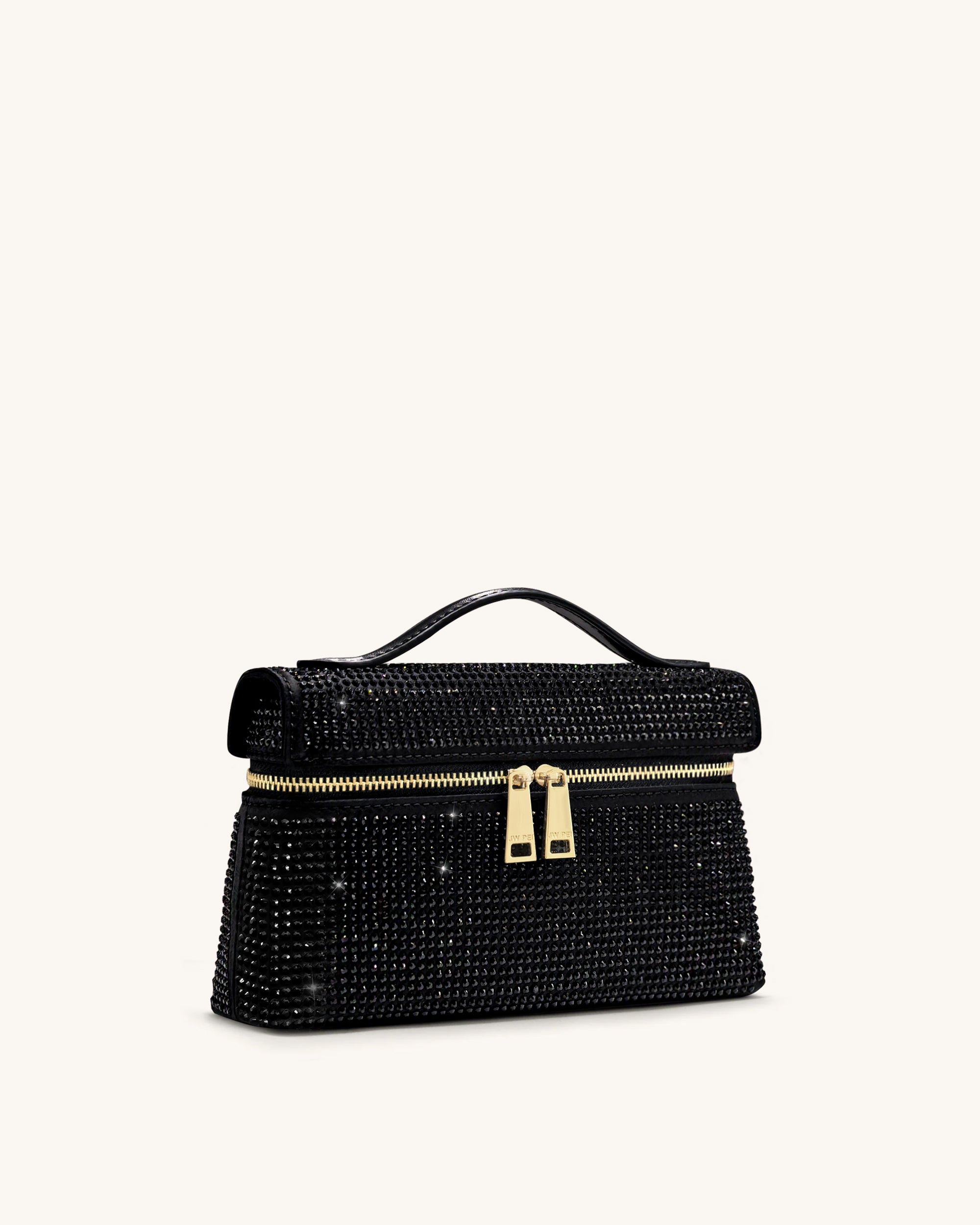 Thea Artificial Crystal Top Handle Bag - Black