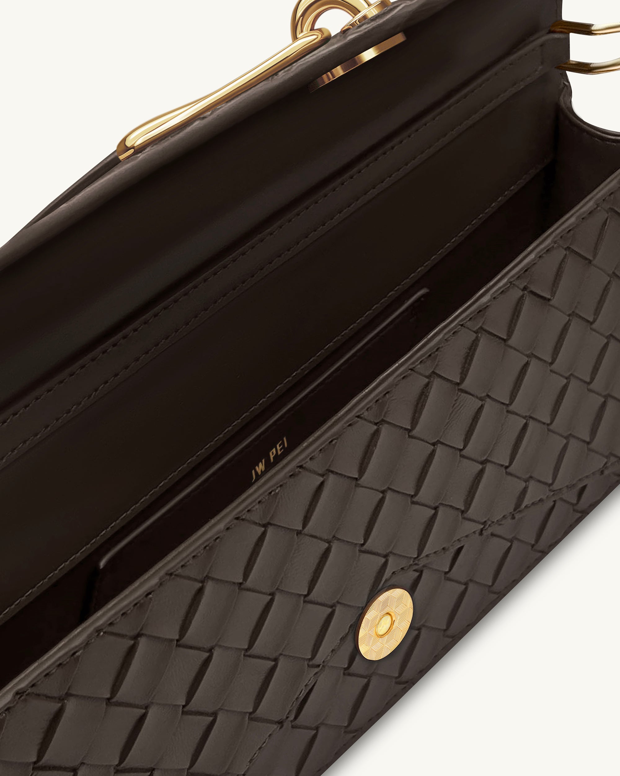 Celeste Woven Textured Envelope Top Handle Bag - Dark Brown