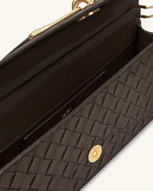 Celeste Woven Textured Envelope Top Handle Bag - Dark Brown