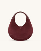 Colette Faux Suede Crescent Hobo Bag - Deep Claret