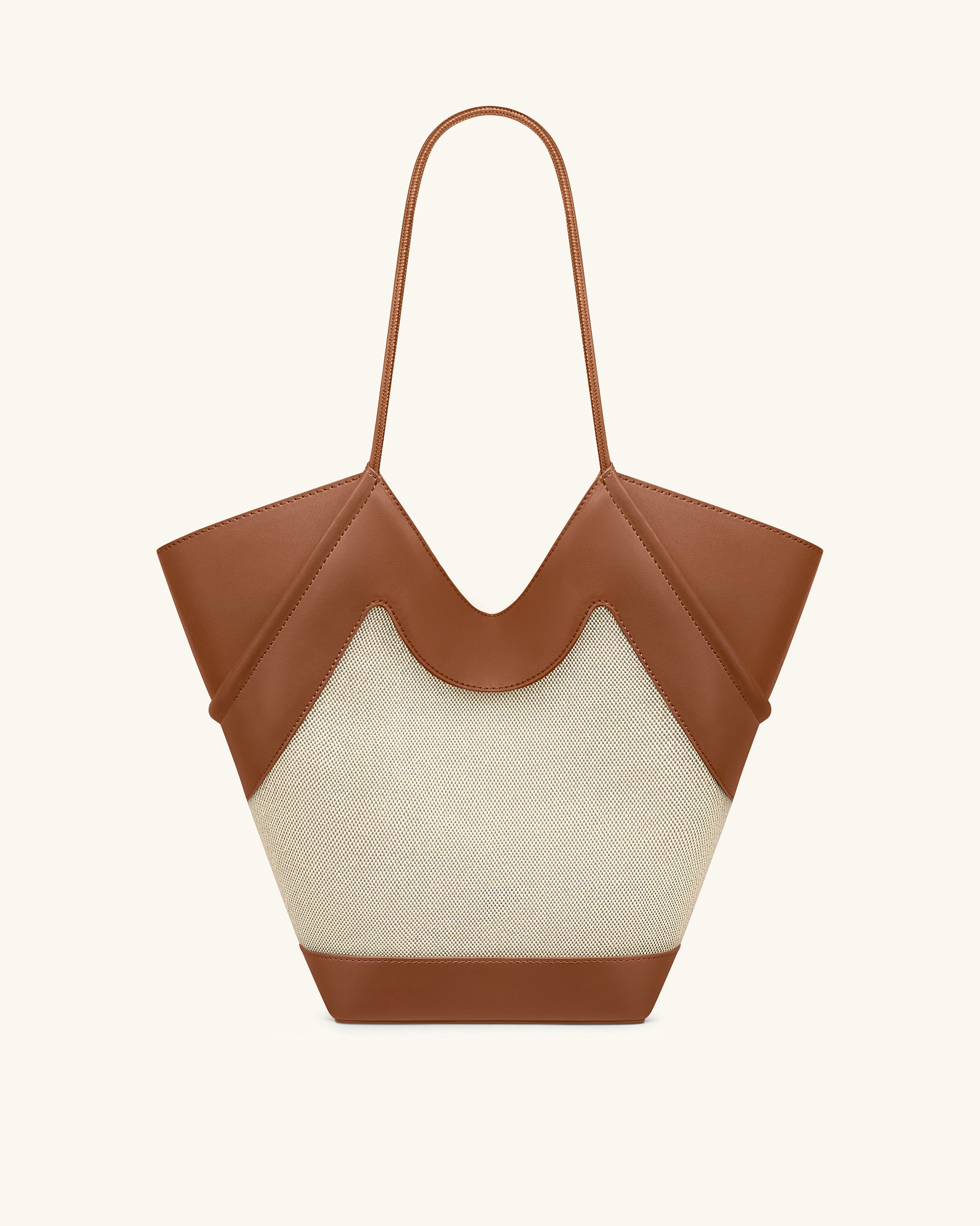 Maribel Panel Tote Bag - Brown Canvas
