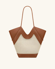 Maribel Panel Tote Bag - Brown Canvas