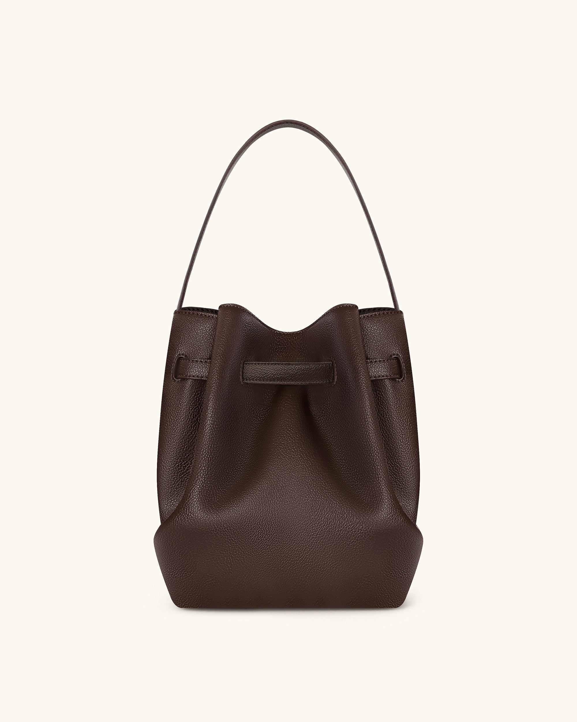 Clara Lock Accent Bucket Shoulder Bag - Mocha Brown