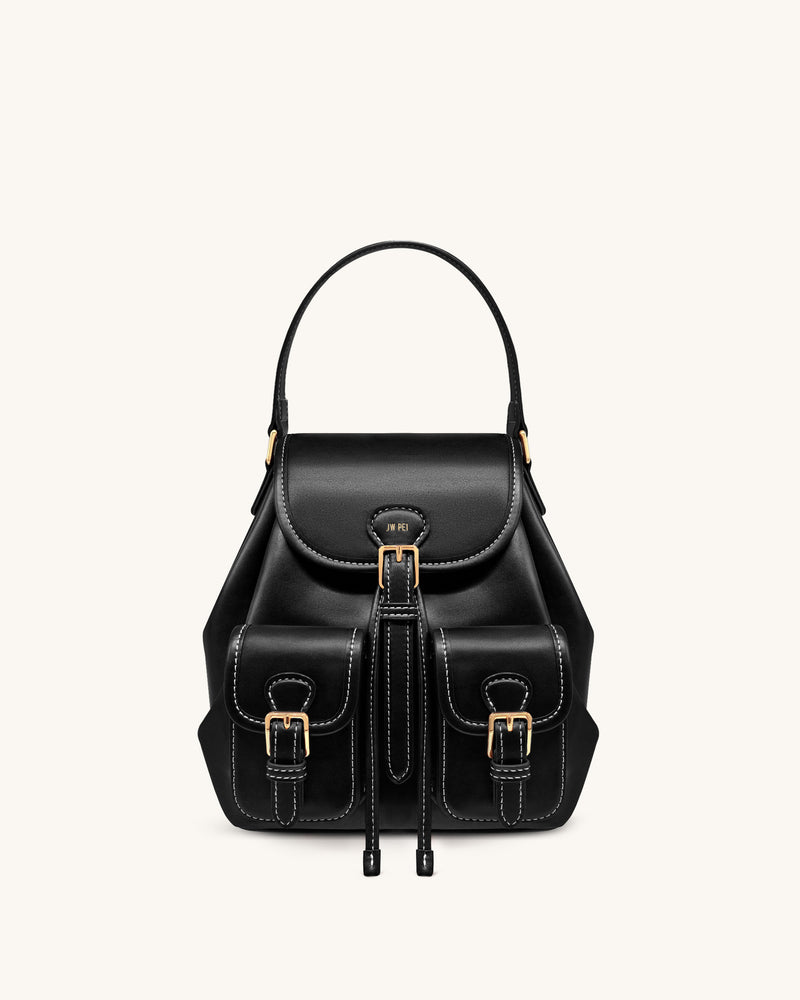 Harper Buckle Pocket Backpack - Black