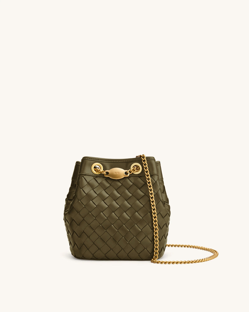 Yara Hand-Woven Bucket Bag - Olive Green