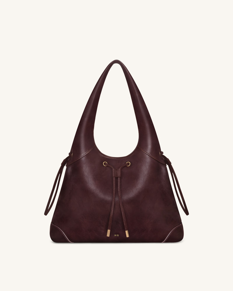 Elara Drawstring Hobo Bag - Deep Burgundy