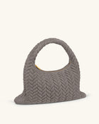 Cora Large Faux Suede Quilting Hobo Shoulder Bag - Grey