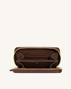 Maeve Dachshund Metal Emblem Zip Wallet - Chocolate