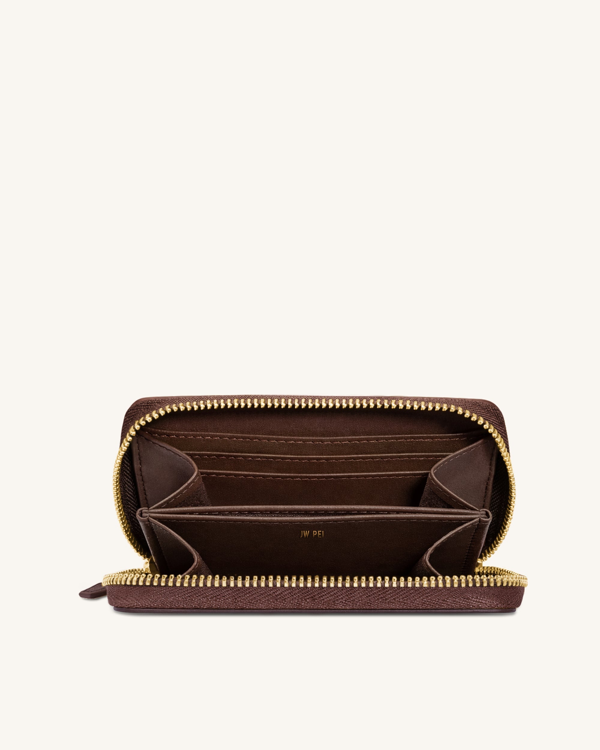 Maeve Dachshund Metal Emblem Zip Wallet - Chocolate