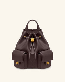 Avery Pebbled Drawstring Utility Backpack – Dark Brown