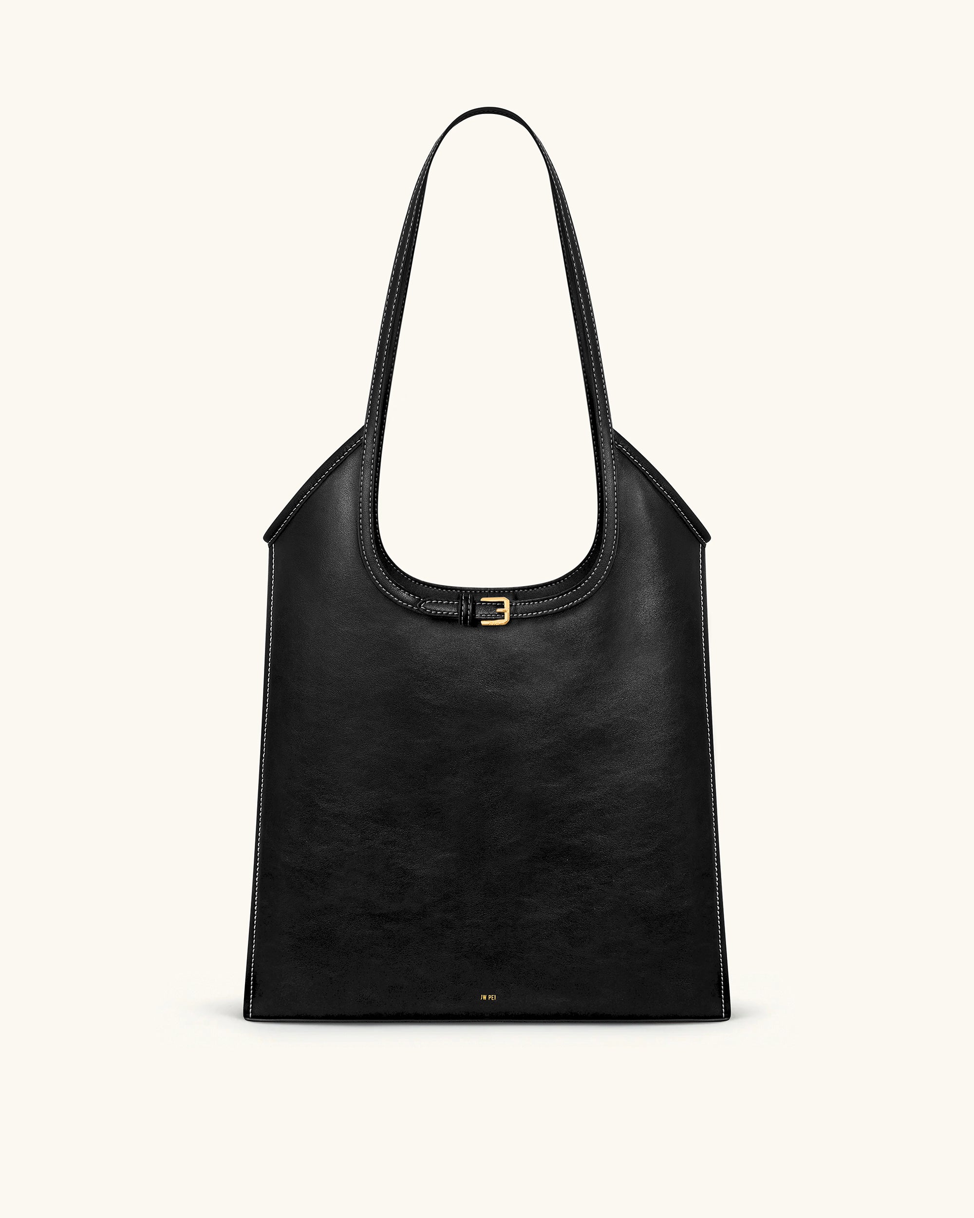 Brooke Belted Embellished Shoulder Tote Bag - Black