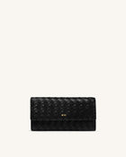 Woven Texture Flap Wallet - Black