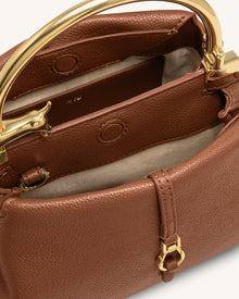 Bruna Dachshund Metal Handle Top Handle Bag - Brown