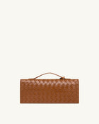 Celeste Woven Textured Envelope Top Handle Bag - Brown