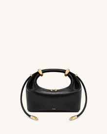 Ellie Metal Ring Embellished Top Handle Bag - Black