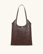 Brooke Belted Embellished Shoulder Tote Bag - Dark Brown