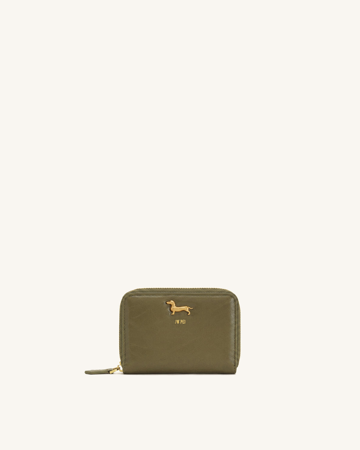 Maeve Dachshund Metal Emblem Zip Wallet - Green