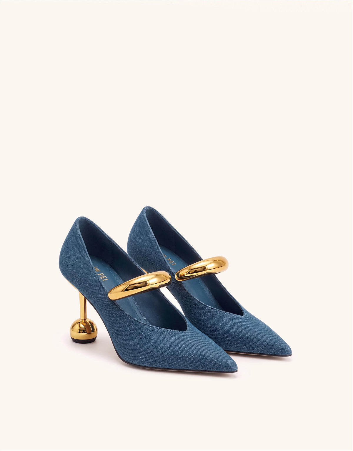 Helena Pierced Pointed-Toe Pumps - Denim Blue