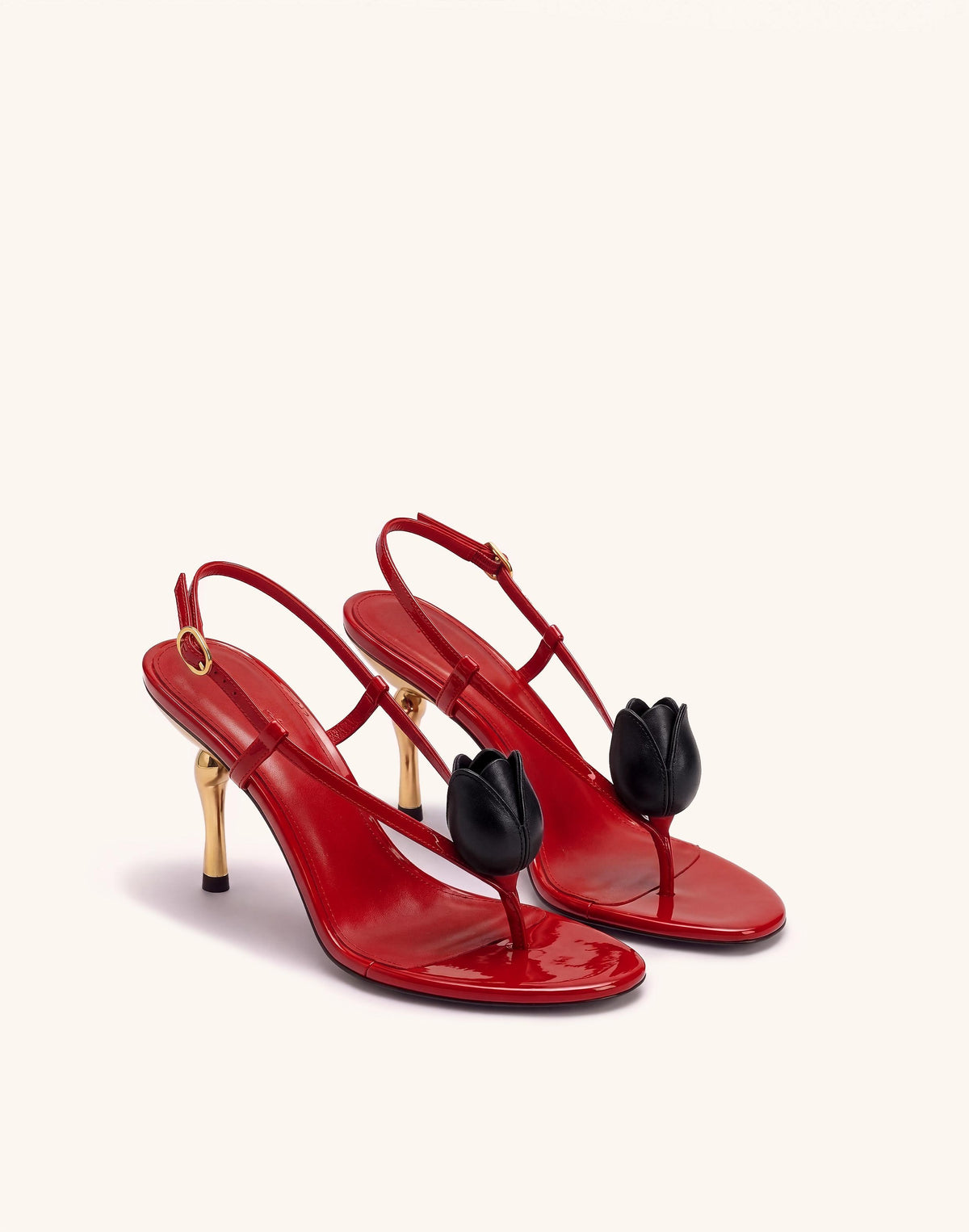 Amara 3D Tulip Toe-Post Heels - Red